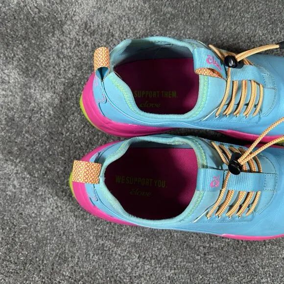 Clove Supernova Nursing Shoes Turquoise Blue Pink Slip On Drawstring Women’s 8.5