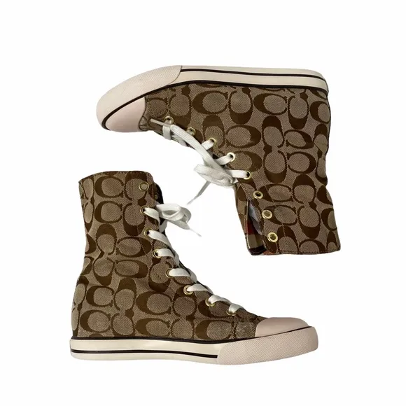 COACH BONNEY HI-TOP SIGNATURE LOGO SNEAKERS SIZE 6