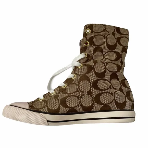 COACH BONNEY HI-TOP SIGNATURE LOGO SNEAKERS SIZE 6