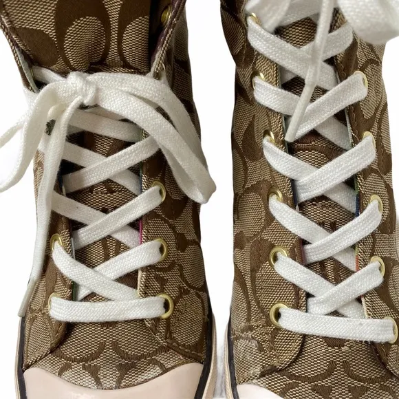 COACH BONNEY HI-TOP SIGNATURE LOGO SNEAKERS SIZE 6