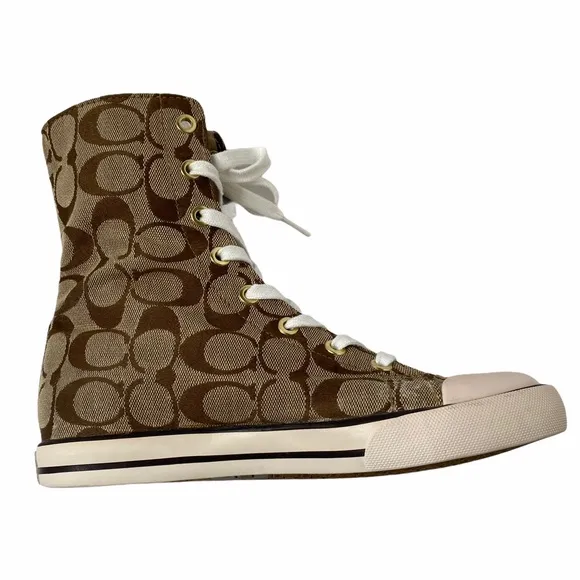 COACH BONNEY HI-TOP SIGNATURE LOGO SNEAKERS SIZE 6