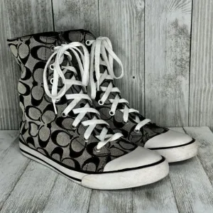 Coach Bonney Signature Plaid Lined Fold Down High Top Lace Up Sneakers Size 8.5