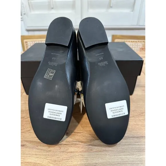 Coach Helena C Chain Loafers Leather &amp; Shearling Black Cream Gold Size 6.5 NIB