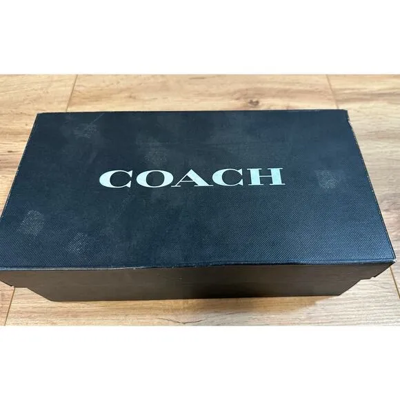 Coach Helena C Chain Loafers Leather &amp; Shearling Black Cream Gold Size 6.5 NIB