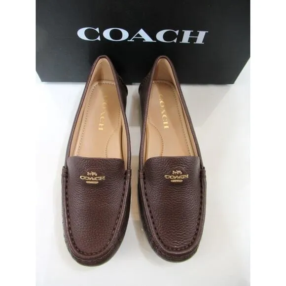 Coach Marley Leather Driver Moccasin Slip On Loafer Shoes Comfort Brown Size 6