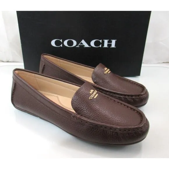 Coach Marley Leather Driver Moccasin Slip On Loafer Shoes Comfort Brown Size 6