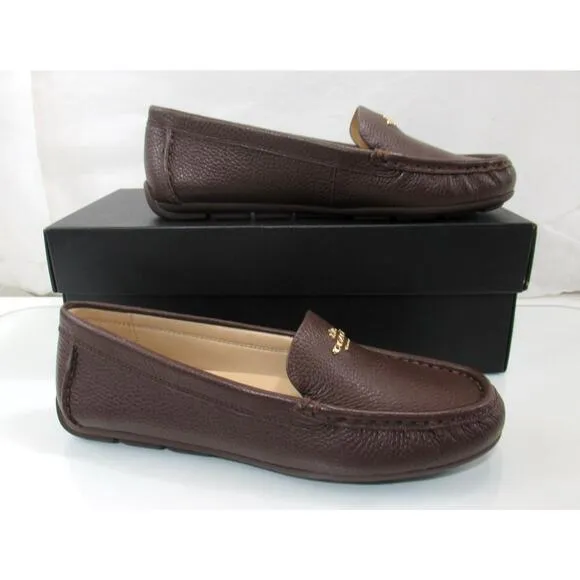 Coach Marley Leather Driver Moccasin Slip On Loafer Shoes Comfort Brown Size 6
