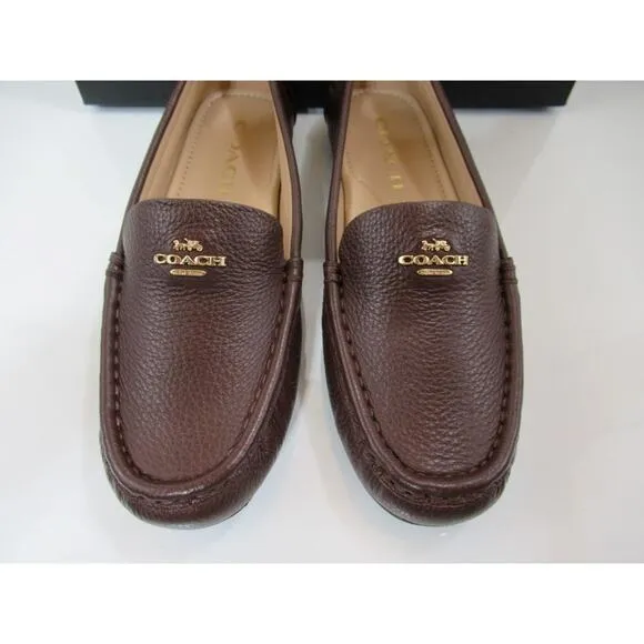 Coach Marley Leather Driver Moccasin Slip On Loafer Shoes Comfort Brown Size 6