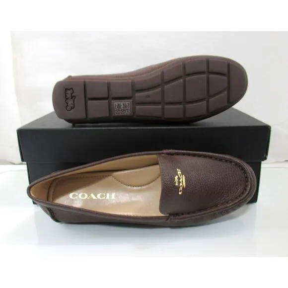 Coach Marley Leather Driver Moccasin Slip On Loafer Shoes Comfort Brown Size 6