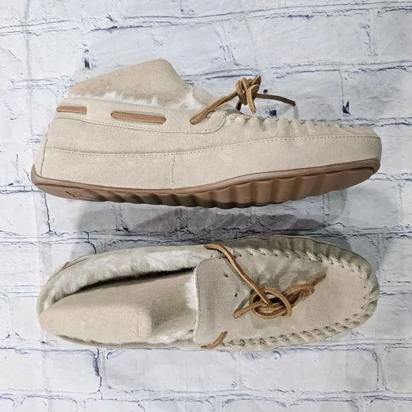 COACH Shoes MENS SIZE 11 Slipper CC743 Sand Suede Fleece Shearling Moccasin