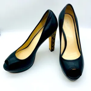 Coach Breana Black Leather Monogram Platform High Heels 9,5B