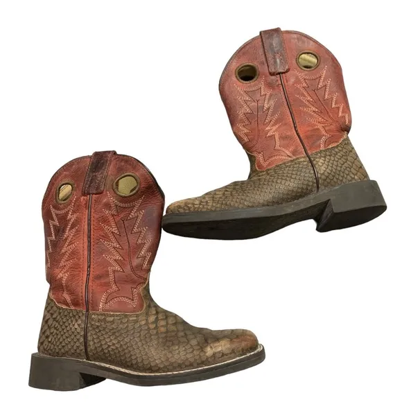CODY JAMES BOYS' REPTILE PRINT WESTERN BOOTS - BROAD SQUARE TOE