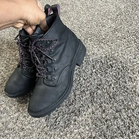 Cole Haan Briana Grand Lace Up Hiker Boots Womens 7.5 Black Waterproof Leather