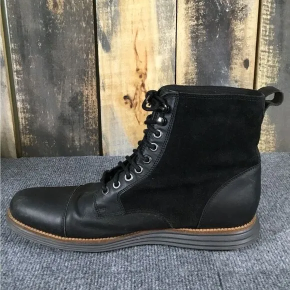 Cole Haan Grand.OS black leather lace up boots men’s size 10.5