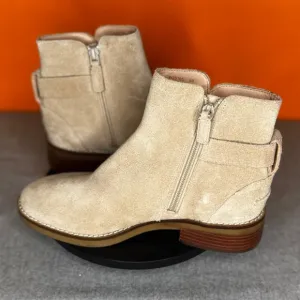 Cole Haan Hampshire Buckle Ankle Boots Dark Latte Tan Leather Suede Size 6 B