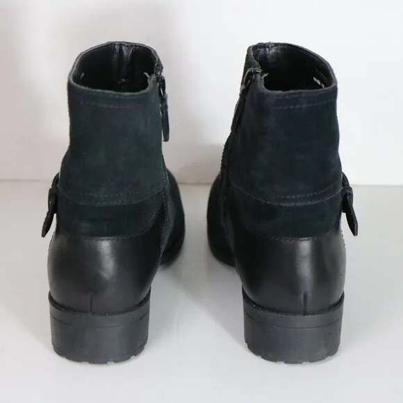 Cole Haan Marla Black Suede Ankle Boots Womens 11 Waterproof Zip On Buckle