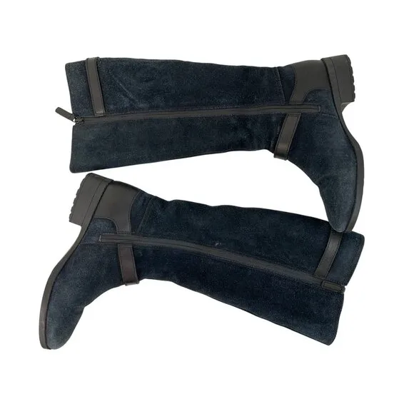Cole Haan Waterproof Marla Knee-High Tall Boots Size 7B Black Suede EUC 8772