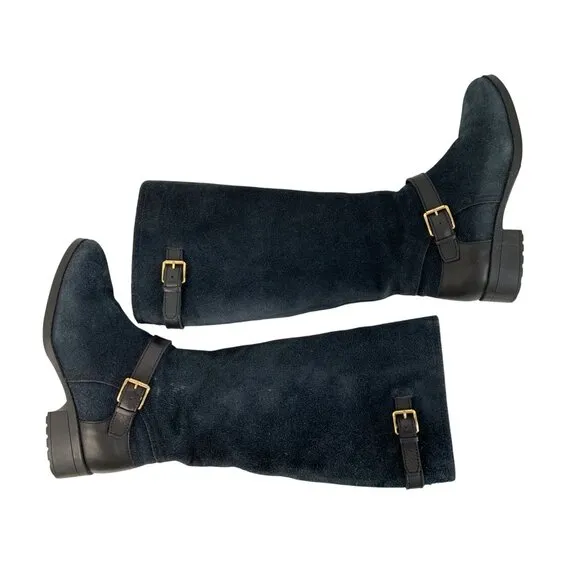 Cole Haan Waterproof Marla Knee-High Tall Boots Size 7B Black Suede EUC 8772