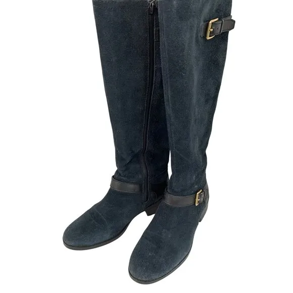 Cole Haan Waterproof Marla Knee-High Tall Boots Size 7B Black Suede EUC 8772