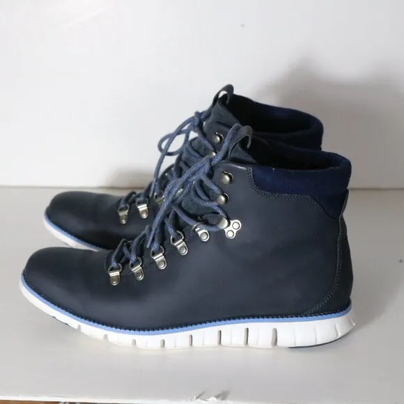 Cole Haan Zerogrand Mens Hiker Boots 11 Ankle Lace Up Navy Wool Trim Waterproof