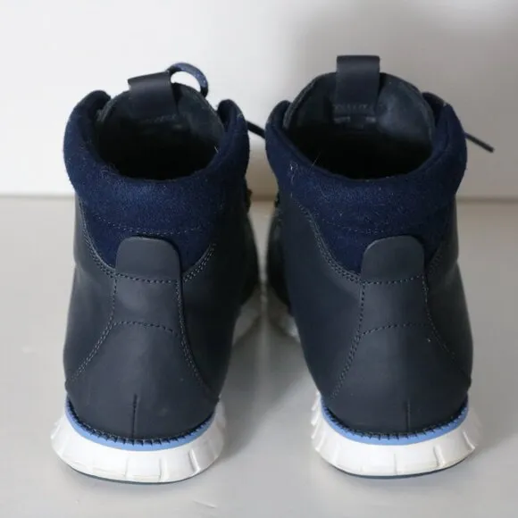 Cole Haan Zerogrand Mens Hiker Boots 11 Ankle Lace Up Navy Wool Trim Waterproof