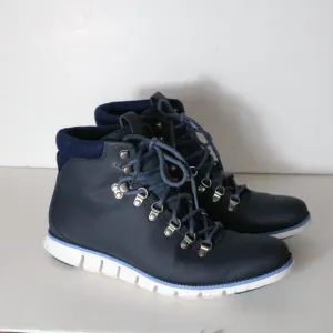 Cole Haan Zerogrand Mens Hiker Boots 11 Ankle Lace Up Navy Wool Trim Waterproof