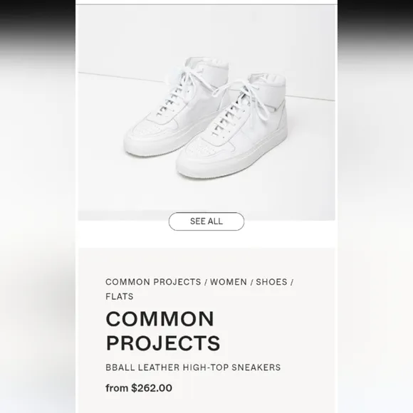 Common Project Bball white leather high sneakers size 38