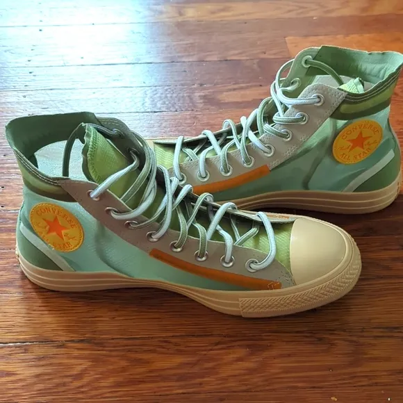 Converse All-Star Men's High Top Rare Sneakers Size 9  Tan, Mint Green &amp; Orange