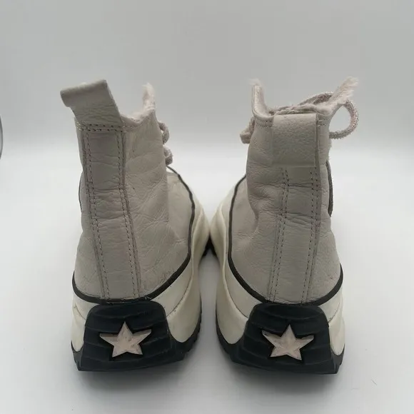 Converse Chuck Taylor Run Star Hike Cream Leather Fur Lined Platform Shoes Sz. 9
