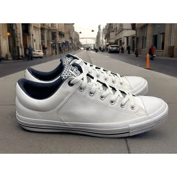 CONVERSE CHUCK TAYLOR White Leather Street High Lo Ox Sneakers Mens 13 Fast Ship