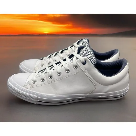 CONVERSE CHUCK TAYLOR White Leather Street High Lo Ox Sneakers Mens 13 Fast Ship