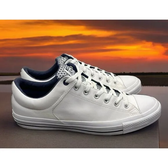 CONVERSE CHUCK TAYLOR White Leather Street High Lo Ox Sneakers Mens 13 Fast Ship