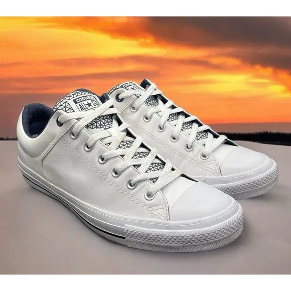 CONVERSE CHUCK TAYLOR White Leather Street High Lo Ox Sneakers Mens 13 Fast Ship
