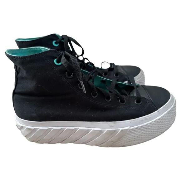 CONVERSE Chuck Taylor Women Black AllStar Lift 2XHigh SURFACEFUSION Shoes-10 1/2