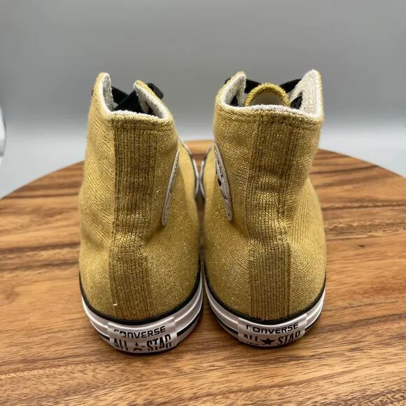 Converse CTAS Shoes Womens Size 10.5 Gold Fabric Comfort Skate Sneakers