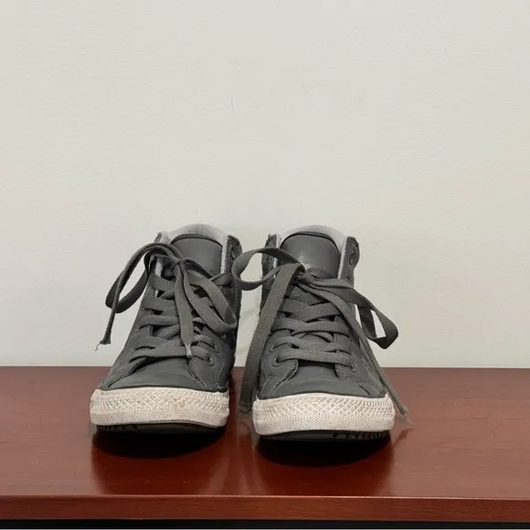 Converse Gray High-Top Sneakers leather