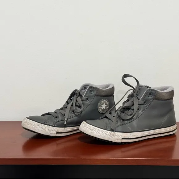 Converse Gray High-Top Sneakers leather