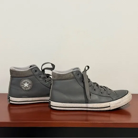 Converse Gray High-Top Sneakers leather