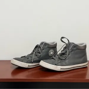 Converse Gray High-Top Sneakers leather
