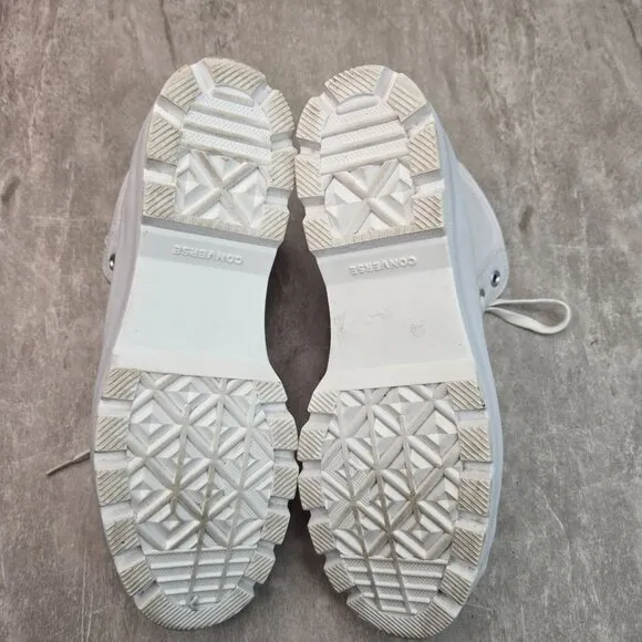 Converse Lace Up Platform Sneakers Size 11 White Leather Grunge Combat Shoe Boot