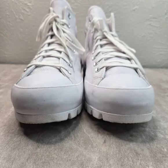 Converse Lace Up Platform Sneakers Size 11 White Leather Grunge Combat Shoe Boot
