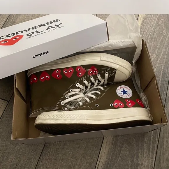 Converse men’s Olive and Red High-Top Sneakers