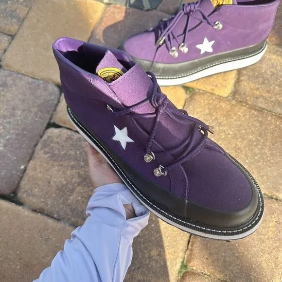 Converse One Star Mid Fleece Lined Boot Purple Women's Shoes 566162C Size 10