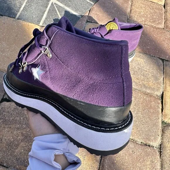 Converse One Star Mid Fleece Lined Boot Purple Women's Shoes 566162C Size 10