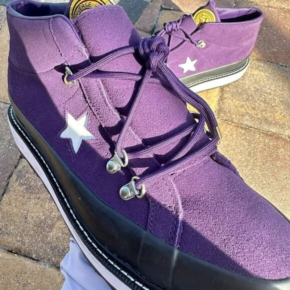 Converse One Star Mid Fleece Lined Boot Purple Women's Shoes 566162C Size 10