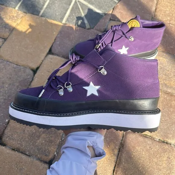 Converse One Star Mid Fleece Lined Boot Purple Women's Shoes 566162C Size 10