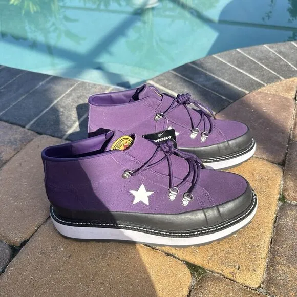 Converse One Star Mid Fleece Lined Boot Purple Women's Shoes 566162C Size 10