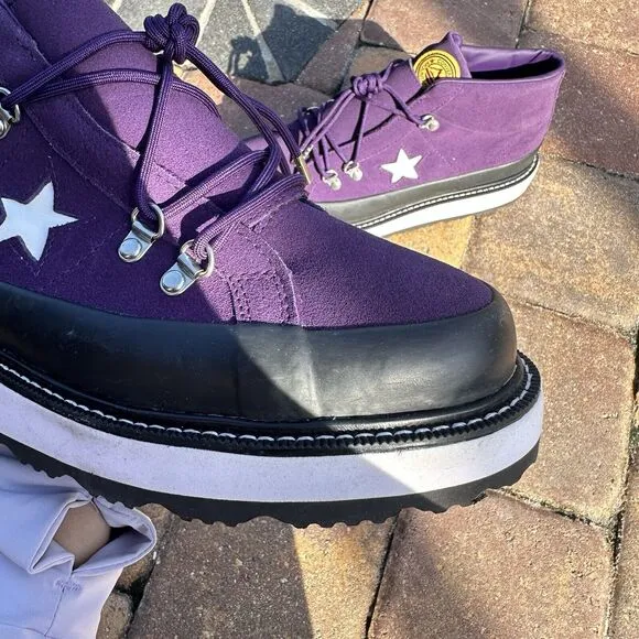 Converse One Star Mid Fleece Lined Boot Purple Women's Shoes 566162C Size 10