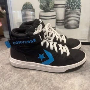 Converse Pro Blaze Mid Top White Black Blue Canvas and Leather Men's 9.