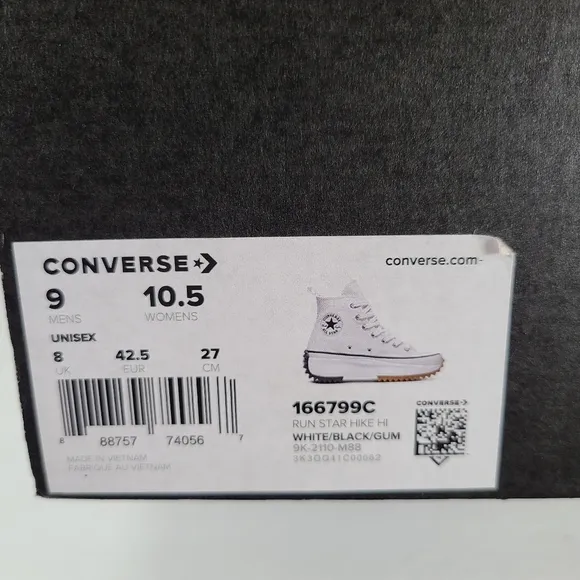 Converse Run Star Hike Hi White Platform Sneakers Women Size 10.5